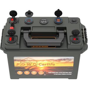 Battery Box for 30Ah/20Ah/10Ah, Waterproof Battery Box with Anderson Plug and Dual QC3.0, 12V Marine Case 30Amp Connectors for Lifepo4, RV, Camping, Boat, Trailers, Hunting