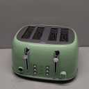 Mueller Retro Toaster 4 Slice with Extra Wide Slots Bagel, Defrost, and Cancel Function, 6 Browning Levels, Dual Independent Controls, Removable Crumb Tray and High Lift Levers, Sage Green