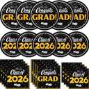 Graduation Decorations 2026, 200 Pcs Class of 2026 Graduation Party Supplies Kit with Paper Plates, Luncheon and Cocktail Napkins, Congrats Grad Decorations for 50 Guests (Black and Gold)