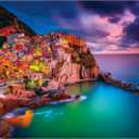 Cinque Terre Coastal Nightfall 1000 Piece Puzzle for Adults, Fun Puzzles for Adults 1000 Pieces with HD Print & Poster, 27.5 * 19.7 in Dust Free, for Gifts Halloween Christmas Family Games Lovers