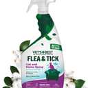 Vets Best Flea & Tick Home Spray for Cats Plant-Based Flea and Tick Treatment with Cotton Spice Scent Gentle Flea Mist for Indoor Use Made in USA Natural Cat Flea Control 32 oz