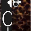 Jusy Compatible with MagSafe Brown Tortoise Shell Print Phone Case for iPhone 16, Amber Trendy Luxury Magnetic Soft TPU and Hard PC Protective Phone Cover for Women Girls - Tortoise Shell