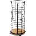 BROOKSTONE, Stylish Toilet Paper Holder with Bamboo Base, Freestanding Bathroom Tissue Organizer, Minimalistic Storage Solution, Modern Trending Design [Holds Large Rolls], Black