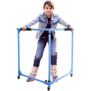 GanFindX Folding Skater Aid for Kids Roller Skating, Roller Skate Trainer for Kids Toddler 30 Inch Height Outdoor Roller Skates (Blue)