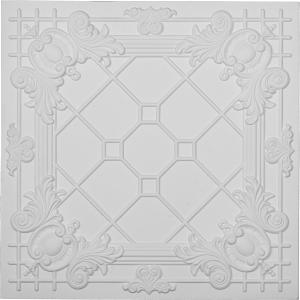 Ekena Millwork CT24X24HI Hillsborough Ceiilng Tiles, 24"W x 24"H x 3/4"P , Primed