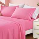 INVGEEXI Twin Sheet Set - 3 Piece Microfiber Twin Size Pink Sheets Hotel Luxury 1800 Thread Count Bed Sheet 16" Deep Pocket Fitted Sheet, Flat Sheet & 1 Pillowcase, Wrinkle Free Sheets Set