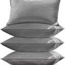 Basic Beyond King Size Pillows Set of 4 - Soft 20 x 36 Inches 4 Pack King Down Alternative Pillows for Back, Stomach or Side Sleepers, Grey