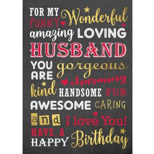 2 x Gooji Funny Husband Birthday Card From Wife - Real Gold Foil Stamped Chalkboard Typography Design, Happy Greeting For Him, Spouse, Men, Premium Thick Paper With Envelope Included