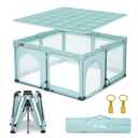 Foldable Baby Playpen, iTiLike Large Playard with Detachable Thickened Washable Water-Resistant Mat, Playpen for Babies and Toddlers, Play Pens with Gate, Indoor & Outdoor Portable Play Yard (Gen B -Green)