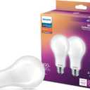 PHILIPS LED 100W A21 2-Pack Ultra Definition Soft White (2700K) 1600 Lumen (13.5W = 100W) Dimmable Frosted Flicker-Free Light Bulbs