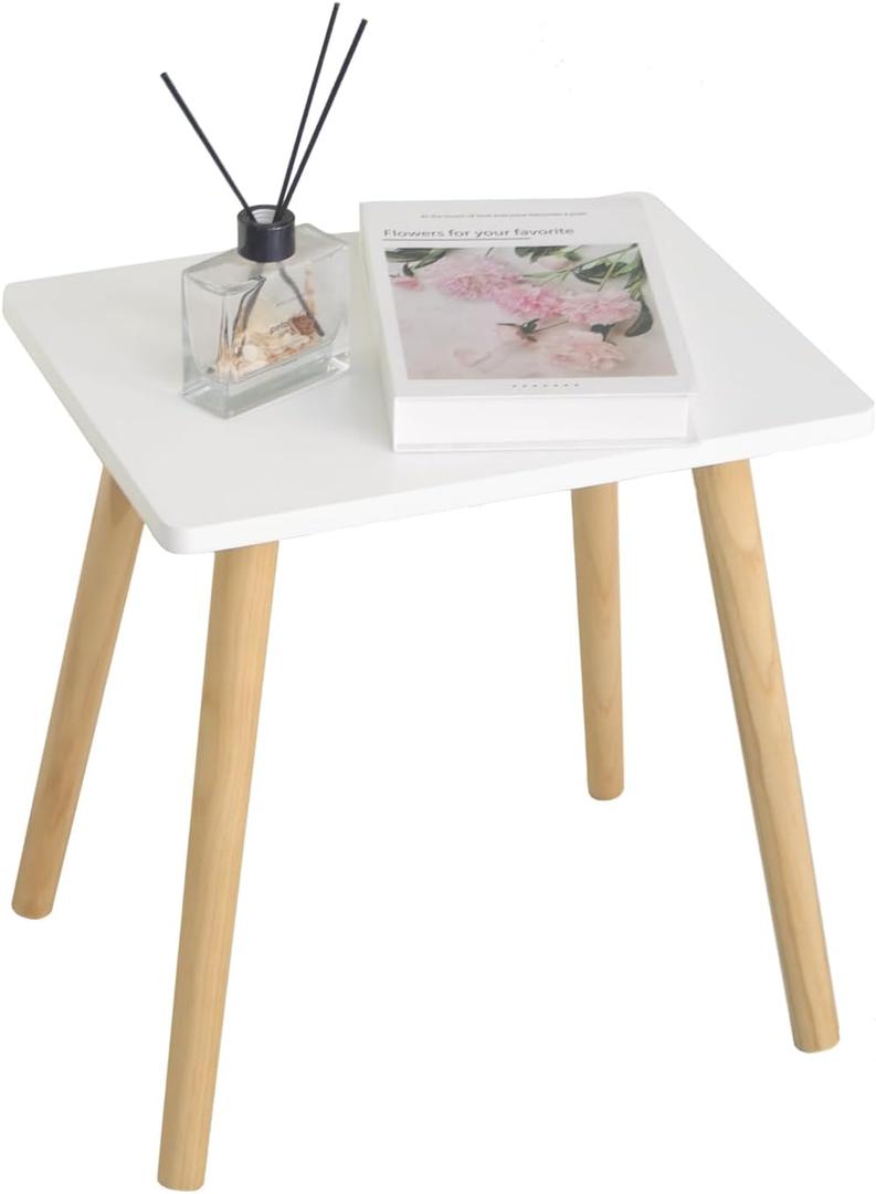 AWASEN Side Table, Small End Accent Table for Living Room Bedroom Office Small Spaces, Modern White Side Table Nightstand with Solid Wood, Easy Assembly, (White), 11.8"D x 15.75"W x 15.75"H