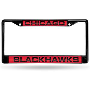 Rico Industries NHL Black Laser Cut Chrome Frame 12" x 6" Black Laser Cut Chrome Frame - Car/Truck/SUV Automobile Accessory