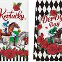 Artoid Mode Diamond Plaid Jockey Horse Racing Rose Kentucky Kitchen Towels Dish Towels, 18x26 Inch Seasonal Decoration Hand Towels Set of 2