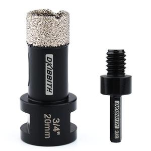 DKIBBITH Dry Diamond Core Drill Bits 3/4 Inch Tile 20mm Vacuum Brazed Angle Grinder Hole Saw for Porcelain Ceramic Granite Brick Concrete with 5/8-11 Thread to 3/8'' Hex Shank Adapter, Black
