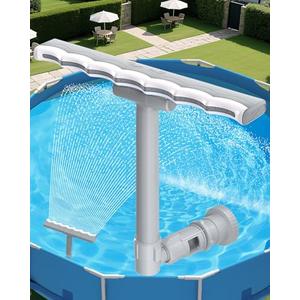 Pool Fountain for Above and Inground Pools, 2-in-1 Adjustable Wide Width Waterfall Pool Sprinkler Fountain for Cooling 10-20 Degrees,Outdoor Swimming Pool Accessories for Relaxation & Cooling (Grey).2 Packs