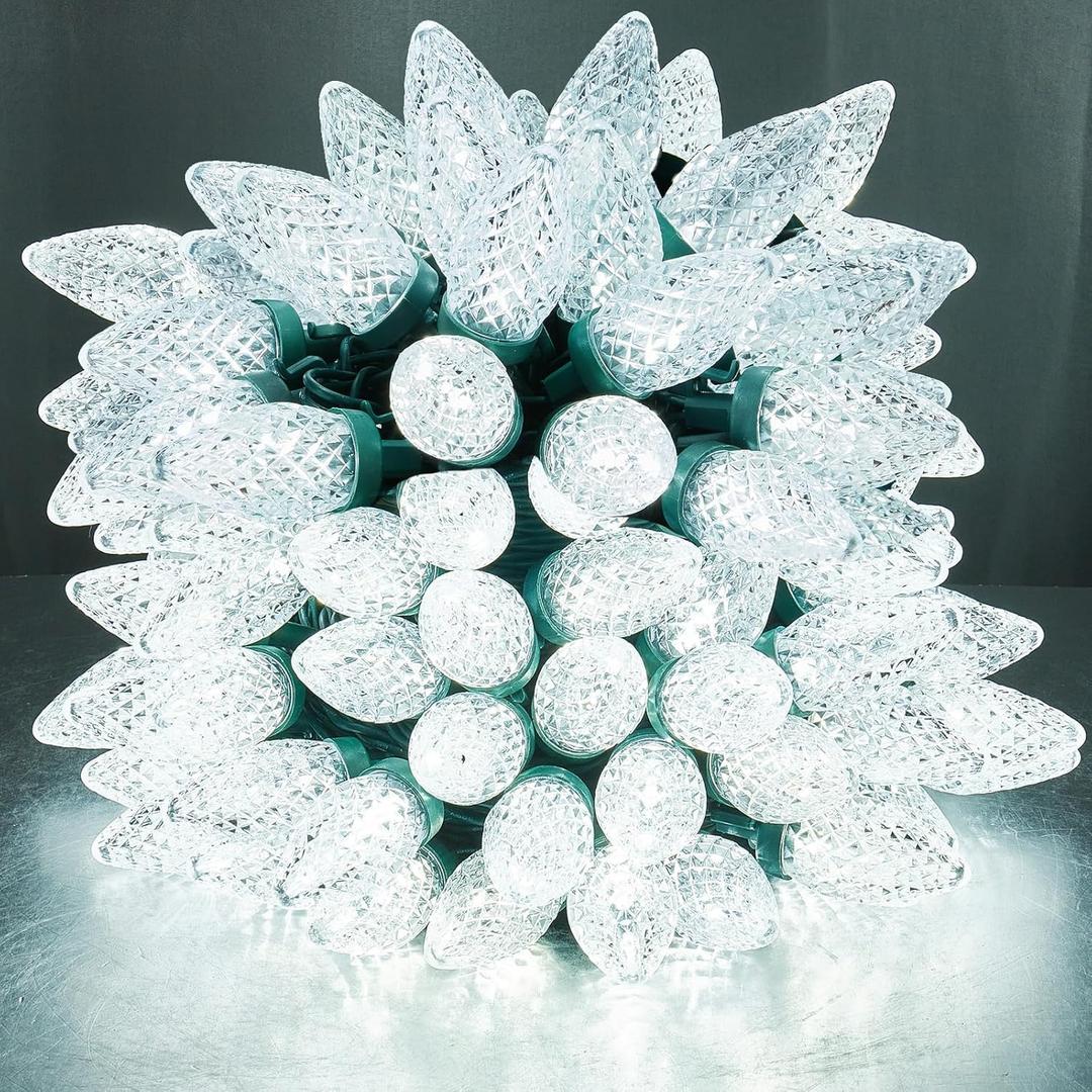 C9 Led Christmas Lights Outdoor Christmas Decorations Commercial Grade 50Led 33ft Christmas Tree Lights Set for Indoor Outdoor Wedding, Holiday, Party, Home Christmas Decorations(White)