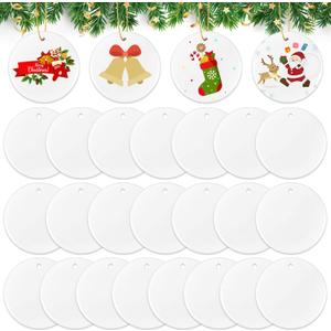 26 Pieces Ceramic Sublimation Ornaments Blanks, 2.87 Inches Ceramic Ornaments for Sublimation Christmas Ornaments Blanks Discs Ceramic Ornaments to Paint