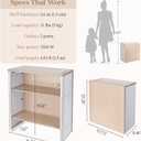 WiFi Router Cabinet with Power Strip, Adjustable Shelf & Side Magnetic Mesh – Floor Standing Router Box Hider for Modem, Cables – Multi-Functional Storage Box – Living Rm, Office, Bedroom, Wood Grain
