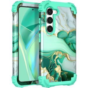 Hocase for Galaxy S24 Case, Shockproof Heavy Duty Protection Soft Silicone Rubber Bumper+Hard Plastic Hybrid Protective Case for Samsung Galaxy S24 5G (6.2") 2024 - Mint