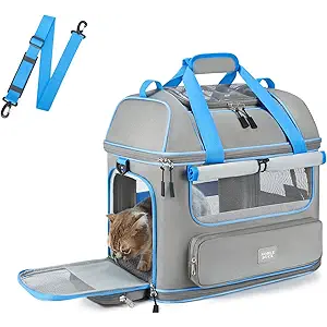 Expandable Cat Dog Carrier: NOBLE DUCK Soft-Sided Pet Carrier Airline Approved Large Small Medium Collapsible Portable Travel Up to 25 Lbs Grey