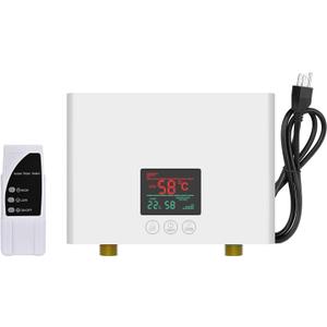 Tankless Water Heater Electric with Remote, On Demand Under Sink Hot Water Heater Electric 110V with LED Display - Automatic Control System - Fault Self-Test Function (3000W Pure White, Pure White)