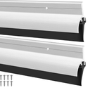 Hicarer 2 Pcs Door Bottom Sweep with Rain Drip 0.5625" W x 2" H x 36" L, Exterior Door Rain Drip Guard, Bottom Weather Stripping, Mill Finish Aluminum with Vinyl Insert(Sliver)