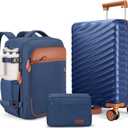 3 Piece Luggage Set with Travel Backpack, 20 PC Hardside Suitcase with Spinner Wheels, Flight Approved Carry On Luggage with YKK Zippers & TSA Lock (Blue)