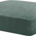 MAXIJIN Velvet Stretch Cushion Cover Fitted Couch Cushion Slipcovers 1 Pack Arm Chair Seat Cushion Cover for Individual Cushion Sofa Chair with Elastic Bottom (Chair Cushion, Pea Green) (Small)