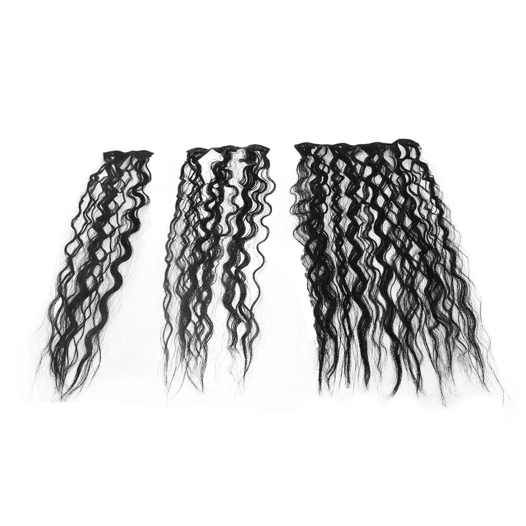 Full Head Curly Wave Hair Extensions for Women Clips Synthetic Hairpieces Natural Black for Thinning Hair Quick and Easy Application Realistic Blending