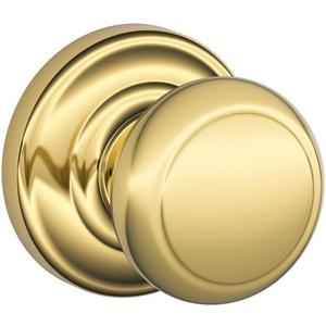 Andover Knob with Andover Trim Non-Turning Lock, Bright Brass (F170 AND 605 AND)