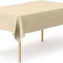 Pomp Beige 60" x 102" Premium Polyester Tablecloth | Wrinkle + Stain Resistant Easy Care Fabric | Fits 6FT Rectangle Table