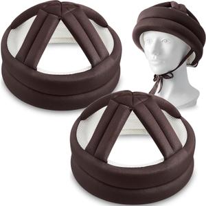 Woanger 2 Pcs Anti Fall Elder Head Safety Helmet for Adults Special Needs Thick Soft Protective Hat Adjustable Seniors Fall Prevention Head Protection Cap Elderly Helmet for Injury Protection (Coffee)