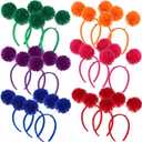 Censen Multicolor 18 Pcs Pom Pom Headband for Women Head Bopper Wrapped Headband Birthday Valentine's Day Party Headwear