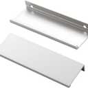 HOME MASTER HARDWARE 10 Pack Edge Finger Pulls for Cabinets 120mm/4.72" Length, Modern Drawer Concealed Tab Pulls, 96mm Hole Center Hidden Edge Pulls Handles for Home Cabinet, Silver