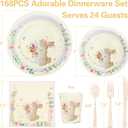 Easter Paper Plates and Napkins-168PCS Easter Dinnerware Bunny Party Supplies includes Paper Plates and Napkins Disposable Serve 24 for Baby Shower Spring Picnic Birthday Party Decorations (9 inch/7 inch)