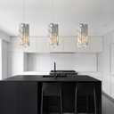 Chrome Pendant Lighting Modern Pendant Light, Mini Crystal Chandeliers, Adjustable Pendant Light Fixture for Kitchen Island Dinning Room Bedroom (3 Pack)