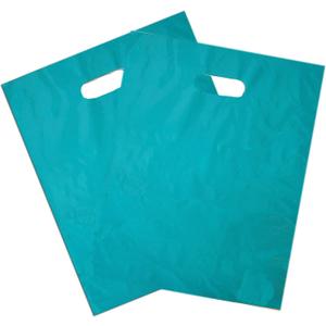 Choice Marts 100 Teal Plastic Bags With Handles – 12"X15" Glossy 2 Mil Thick Teal Gift Bags For Merchandise And Small Business