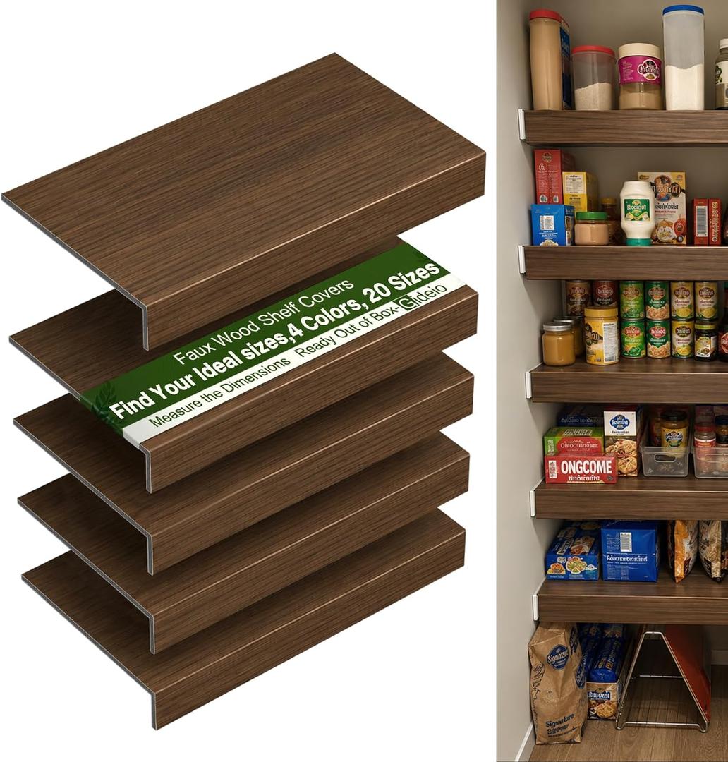 5 Pack 33x16in Wire Shelf Cover for Pantry, Closet, Kitchen – Waterproof PVC Wood-Look Wire Rack Covers for Shelves, Multiple No-Tool Installation, 33x16x2in