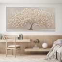Large Abstract Canvas Wall Art Decor White Tree Of Life Wall Art 29" X 58"