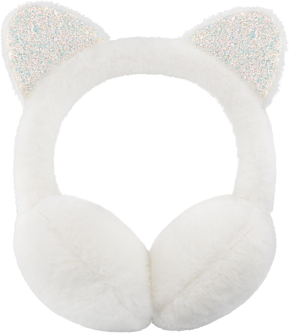 XIAOHAWANG Winter Earmuffs for Kids Girl Warm Ear Muffs Baby Boy Plush Padded Ear Warmer (One Size, C-white)