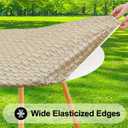 Smiry Round Picnic Tablecloth, Wipeable Flannel Backed Vinyl Tablecloths for 45" - 56" Tables, Waterproof Elastic Fitted Table Covers for Camping, Indoor, Outdoor, Khaki, For Up to 45"-56" Round