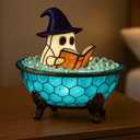 Halloween Ghost Bubble Bath Lamp, Bathtub Ghost Night Lights, Cute Bathtub Ghost USB Night Lights for Bathroom Halloween Decor, Spooky Reading Books Nightlight (A-)