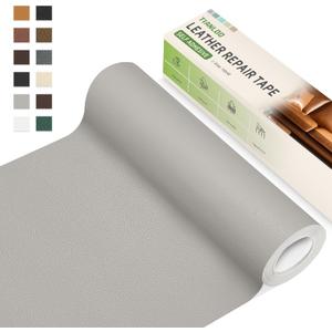 Leather Repair Tape,16 x 80 Inches Self Adhesive Leather Repair PatchLeather Repair Kit for FurnitureCouches,Car Seats,Cabinets,Handbags(Light Gray-Litchi Grain)