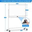 Maxtek Rolling White Board on Wheels 48x32 inch Double Side Magnetic Dry Erase Board with Stand, Aluminum Frame Easel Mobile Standing Whiteboard for Office, Classroom & Home