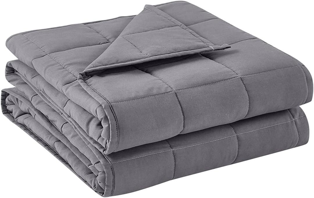 BB BLINBLIN Cooling Adult Weighted Blanket Heavy Blanket, Calm and Sleep, Premium Soft and Comfortable Material and Glass Beads (Dark Grey, 80''x87'' 15lbs),Two Persons(70~140lb) Sharing