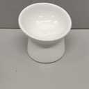 White Small Ceramic Raised Cat Bowls, Tilted Elevated Food or Water Bowls, Stress Free, Backflow Prevention, Dishwasher and Microwave Safe, Lead & Cadmium Free