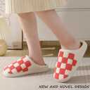 Classic House Plaid Slippers For Women Mens,Cozy Non Slip Outdoor Indoor Plush Slides Slippers (White)