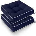 Wellsin Outdoor Chair Cushions Set of 2, Patio Cushions for Outdoor Furniture, Tufted Waterproof Outdoor Chair Pads, 17 x 17 Inch, Navy