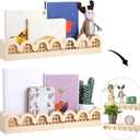 Pinkunn 2 Pcs Floating Shelves for Wall, Scalloped Rattan Shelf, Boho Wooden Wall Mounted Bookshelf Storage, Kawaii Room Decor for Nursery Room, Bedroom, Kitchen, Picture Frames, Plants(Wood Color)