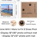 16x16 inch Wood Picture Frame for Wall Hanging Square Photo Frames with Mats 12x12 inch Pictures for Baby Scan,Poster,Decoration,Anniversary,Wedding,Christmas,Diamond Painting(White)